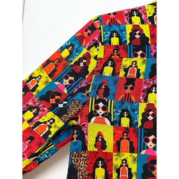 Alice + Olivia Willa Stace Face Squad of the World Shirt Blouse Silk Rainbow S - Picture 10 of 16